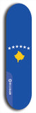 North American maple skateboard deck designed by underground artist BellyRash -- available in widths between 7.5 to 8.5 inches in both mellow concave and steep concave shapes. Artwork : 	Kosovo	flag skateboard deck																				