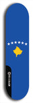 North American maple skateboard deck designed by underground artist BellyRash -- available in widths between 7.5 to 8.5 inches in both mellow concave and steep concave shapes. Artwork : 	Kosovo	flag skateboard deck																				