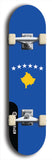 North American maple skateboard deck designed by underground artist BellyRash -- available in widths between 7.5 to 8.5 inches in both mellow concave and steep concave shapes. Artwork : 	Kosovo	flag skateboard deck																				