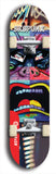 Skateboard deck: Limited edition, North American maple skateboard deck designed by underground artist BellyRash - available widths 7.5 to 8.5 inches in both mellow concave and steep concave shapes. Artwork: SK8PUNX logo brand popsicle-shaped deck