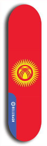 North American maple skateboard deck designed by underground artist BellyRash -- available in widths between 7.5 to 8.5 inches in both mellow concave and steep concave shapes. Artwork : 	Kyrgyzstan	flag skateboard deck																				