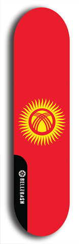 North American maple skateboard deck designed by underground artist BellyRash -- available in widths between 7.5 to 8.5 inches in both mellow concave and steep concave shapes. Artwork : 	Kyrgyzstan	flag skateboard deck																				