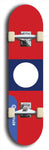 North American maple skateboard deck designed by underground artist BellyRash -- available in widths between 7.5 to 8.5 inches in both mellow concave and steep concave shapes. Artwork : 	Laos	flag skateboard deck																				