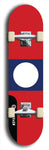 North American maple skateboard deck designed by underground artist BellyRash -- available in widths between 7.5 to 8.5 inches in both mellow concave and steep concave shapes. Artwork : 	Laos	flag skateboard deck																				