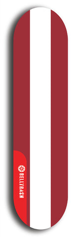North American maple skateboard deck designed by underground artist BellyRash -- available in widths between 7.5 to 8.5 inches in both mellow concave and steep concave shapes. Artwork : 	Latvia	flag skateboard deck																				