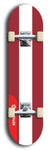 North American maple skateboard deck designed by underground artist BellyRash -- available in widths between 7.5 to 8.5 inches in both mellow concave and steep concave shapes. Artwork : 	Latvia	flag skateboard deck																				