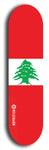 North American maple skateboard deck designed by underground artist BellyRash -- available in widths between 7.5 to 8.5 inches in both mellow concave and steep concave shapes. Artwork : 	Lebanon	flag skateboard deck																				