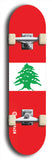 North American maple skateboard deck designed by underground artist BellyRash -- available in widths between 7.5 to 8.5 inches in both mellow concave and steep concave shapes. Artwork : 	Lebanon	flag skateboard deck																				