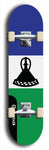 North American maple skateboard deck designed by underground artist BellyRash -- available in widths between 7.5 to 8.5 inches in both mellow concave and steep concave shapes. Artwork : 	Lesotho	flag skateboard deck																				