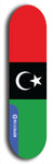 North American maple skateboard deck designed by underground artist BellyRash -- available in widths between 7.5 to 8.5 inches in both mellow concave and steep concave shapes. Artwork : 	Libya	flag skateboard deck																				