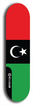 North American maple skateboard deck designed by underground artist BellyRash -- available in widths between 7.5 to 8.5 inches in both mellow concave and steep concave shapes. Artwork : 	Libya	flag skateboard deck																				