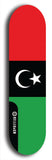 North American maple skateboard deck designed by underground artist BellyRash -- available in widths between 7.5 to 8.5 inches in both mellow concave and steep concave shapes. Artwork : 	Libya	flag skateboard deck																				
