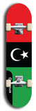 North American maple skateboard deck designed by underground artist BellyRash -- available in widths between 7.5 to 8.5 inches in both mellow concave and steep concave shapes. Artwork : 	Libya	flag skateboard deck																				