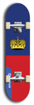 North American maple skateboard deck designed by underground artist BellyRash -- available in widths between 7.5 to 8.5 inches in both mellow concave and steep concave shapes. Artwork : 	Liechtenstein	flag skateboard deck																				