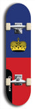 North American maple skateboard deck designed by underground artist BellyRash -- available in widths between 7.5 to 8.5 inches in both mellow concave and steep concave shapes. Artwork : 	Liechtenstein	flag skateboard deck																				