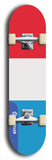 North American maple skateboard deck designed by underground artist BellyRash -- available in widths between 7.5 to 8.5 inches in both mellow concave and steep concave shapes. Artwork : 	Luxembourg	flag skateboard deck																				