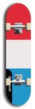 North American maple skateboard deck designed by underground artist BellyRash -- available in widths between 7.5 to 8.5 inches in both mellow concave and steep concave shapes. Artwork : 	Luxembourg	flag skateboard deck																				