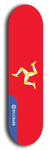 Isle of Man flag skateboard deck. North American maple skateboard deck available in widths between 7.5 to 8.5 inches in both mellow concave and steep concave shapes.