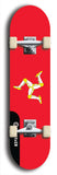 Isle of Man flag skateboard deck. North American maple skateboard deck available in widths between 7.5 to 8.5 inches in both mellow concave and steep concave shapes.