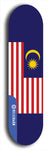 North American maple skateboard deck designed by underground artist BellyRash -- available in widths between 7.5 to 8.5 inches in both mellow concave and steep concave shapes. Artwork : 	Malaysia	flag skateboard deck																				