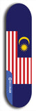 North American maple skateboard deck designed by underground artist BellyRash -- available in widths between 7.5 to 8.5 inches in both mellow concave and steep concave shapes. Artwork : 	Malaysia	flag skateboard deck																				