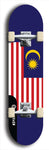 North American maple skateboard deck designed by underground artist BellyRash -- available in widths between 7.5 to 8.5 inches in both mellow concave and steep concave shapes. Artwork : 	Malaysia	flag skateboard deck																				