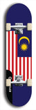 North American maple skateboard deck designed by underground artist BellyRash -- available in widths between 7.5 to 8.5 inches in both mellow concave and steep concave shapes. Artwork : 	Malaysia	flag skateboard deck																				