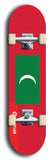 North American maple skateboard deck designed by underground artist BellyRash -- available in widths between 7.5 to 8.5 inches in both mellow concave and steep concave shapes. Artwork : 	Maldives	flag skateboard deck																				