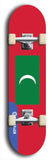 North American maple skateboard deck designed by underground artist BellyRash -- available in widths between 7.5 to 8.5 inches in both mellow concave and steep concave shapes. Artwork : 	Maldives	flag skateboard deck																				