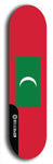 North American maple skateboard deck designed by underground artist BellyRash -- available in widths between 7.5 to 8.5 inches in both mellow concave and steep concave shapes. Artwork : 	Maldives	flag skateboard deck																				