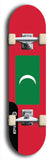 North American maple skateboard deck designed by underground artist BellyRash -- available in widths between 7.5 to 8.5 inches in both mellow concave and steep concave shapes. Artwork : 	Maldives	flag skateboard deck																				