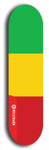 North American maple skateboard deck designed by underground artist BellyRash -- available in widths between 7.5 to 8.5 inches in both mellow concave and steep concave shapes. Artwork : 	Mali	flag skateboard deck																				