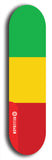 North American maple skateboard deck designed by underground artist BellyRash -- available in widths between 7.5 to 8.5 inches in both mellow concave and steep concave shapes. Artwork : 	Mali	flag skateboard deck																				