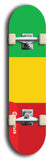 North American maple skateboard deck designed by underground artist BellyRash -- available in widths between 7.5 to 8.5 inches in both mellow concave and steep concave shapes. Artwork : 	Mali	flag skateboard deck																				