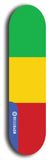 North American maple skateboard deck designed by underground artist BellyRash -- available in widths between 7.5 to 8.5 inches in both mellow concave and steep concave shapes. Artwork : 	Mali	flag skateboard deck																				