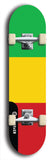 North American maple skateboard deck designed by underground artist BellyRash -- available in widths between 7.5 to 8.5 inches in both mellow concave and steep concave shapes. Artwork : 	Mali	flag skateboard deck																				