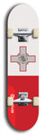 North American maple skateboard deck designed by underground artist BellyRash -- available in widths between 7.5 to 8.5 inches in both mellow concave and steep concave shapes. Artwork : 	Malta	flag skateboard deck																				