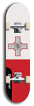 North American maple skateboard deck designed by underground artist BellyRash -- available in widths between 7.5 to 8.5 inches in both mellow concave and steep concave shapes. Artwork : 	Malta	flag skateboard deck																				