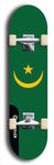 North American maple skateboard deck designed by underground artist BellyRash -- available in widths between 7.5 to 8.5 inches in both mellow concave and steep concave shapes. Artwork : 	Mauritania	flag skateboard deck																				