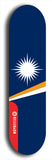 North American maple skateboard deck designed by underground artist BellyRash -- available in widths between 7.5 to 8.5 inches in both mellow concave and steep concave shapes. Artwork : 	Marshall Islands	flag skateboard deck																				