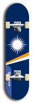 North American maple skateboard deck designed by underground artist BellyRash -- available in widths between 7.5 to 8.5 inches in both mellow concave and steep concave shapes. Artwork : 	Marshall Islands	flag skateboard deck																				