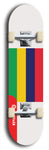 North American maple skateboard deck designed by underground artist BellyRash -- available in widths between 7.5 to 8.5 inches in both mellow concave and steep concave shapes. Artwork : 	Mauritius	flag skateboard deck																				