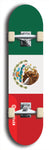 North American maple skateboard deck designed by underground artist BellyRash -- available in widths between 7.5 to 8.5 inches in both mellow concave and steep concave shapes. Artwork : 	Mexico	flag skateboard deck																				