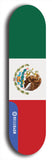 North American maple skateboard deck designed by underground artist BellyRash -- available in widths between 7.5 to 8.5 inches in both mellow concave and steep concave shapes. Artwork : 	Mexico	flag skateboard deck																				