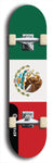 North American maple skateboard deck designed by underground artist BellyRash -- available in widths between 7.5 to 8.5 inches in both mellow concave and steep concave shapes. Artwork : 	Mexico	flag skateboard deck																				