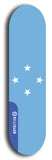North American maple skateboard deck designed by underground artist BellyRash -- available in widths between 7.5 to 8.5 inches in both mellow concave and steep concave shapes. Artwork : 	Micronesia	flag skateboard deck																				