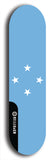 North American maple skateboard deck designed by underground artist BellyRash -- available in widths between 7.5 to 8.5 inches in both mellow concave and steep concave shapes. Artwork : 	Micronesia	flag skateboard deck																				