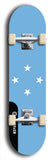 North American maple skateboard deck designed by underground artist BellyRash -- available in widths between 7.5 to 8.5 inches in both mellow concave and steep concave shapes. Artwork : 	Micronesia	flag skateboard deck																				