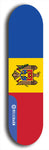 North American maple skateboard deck designed by underground artist BellyRash -- available in widths between 7.5 to 8.5 inches in both mellow concave and steep concave shapes. Artwork : 	Moldova	flag skateboard deck																				