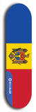 North American maple skateboard deck designed by underground artist BellyRash -- available in widths between 7.5 to 8.5 inches in both mellow concave and steep concave shapes. Artwork : 	Moldova	flag skateboard deck																				